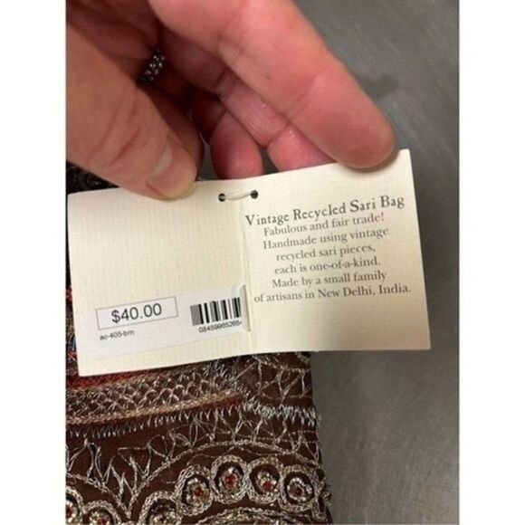 World Finds Vintage Handmade Sari bag/clutch. NWT - Picture 5 of 8